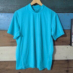 Lands' End Mens Swim Shirt Rash Guard Sz 42-44 Blue Short Sleeve B